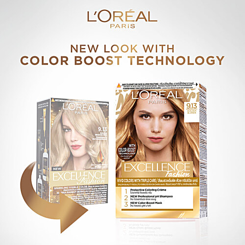 L'Oreal Paris Excellence Fashion Highlights Hair Colour, 172 ml 9.13 Golden Beige Blonde