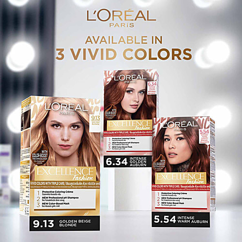 L'Oreal Paris Excellence Fashion Highlights Hair Colour, 172 ml 9.13 Golden Beige Blonde