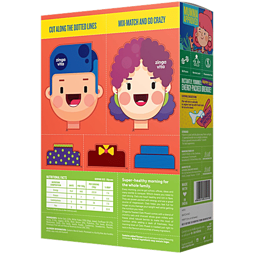 Zingavita Toasted Oats Muesli With 25% Berries, Nuts & Seeds - No Added Sugar, 375 g  