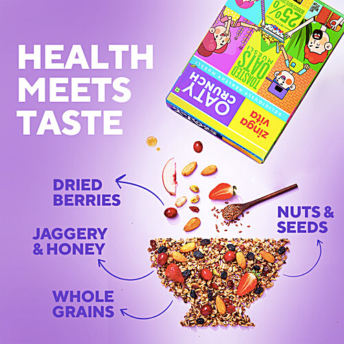 Zingavita Toasted Oats Muesli With 25% Berries, Nuts & Seeds - No Added Sugar, 375 g  