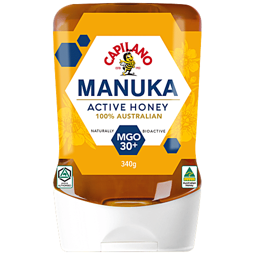 Capilano Manuka Active Honey - With Vitamins, Calcium, Iron, Potassium, MGO 30 Plus, 340 g  Premium Manuka Honey
 Naturally Bioactive
 MGO 30+ Certified
