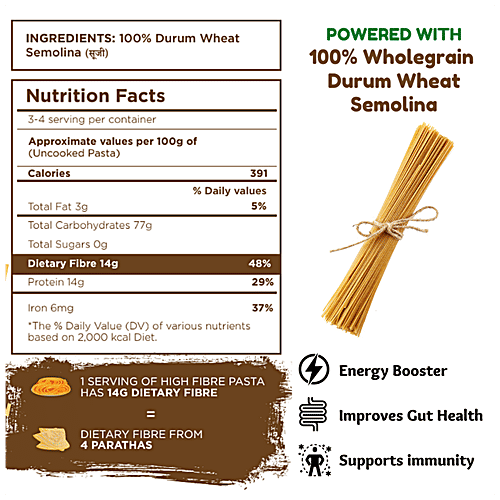 Long&Short Whole Wheat Spaghetti Pasta - High Fiber, No Maida, Healthy, 250 g  High Fibre
 Wholesome and Nutritious