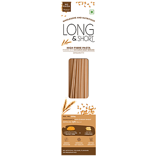 Long&Short Whole Wheat Spaghetti Pasta - High Fiber, No Maida, Healthy, 250 g  High Fibre
 Wholesome and Nutritious