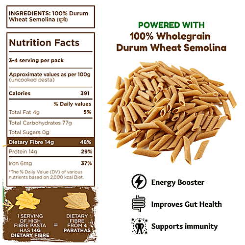 Buy Long&Short Whole Wheat Penne Pasta High Fiber , No Maida, Healthy Online at Best Price of