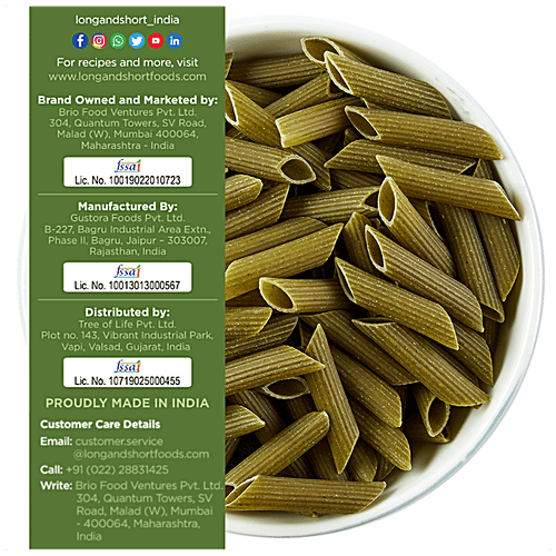 Buy Long&Short Veggie Pasta With Spinach, High In Fibre, Whole Wheat, Penne Online at Best