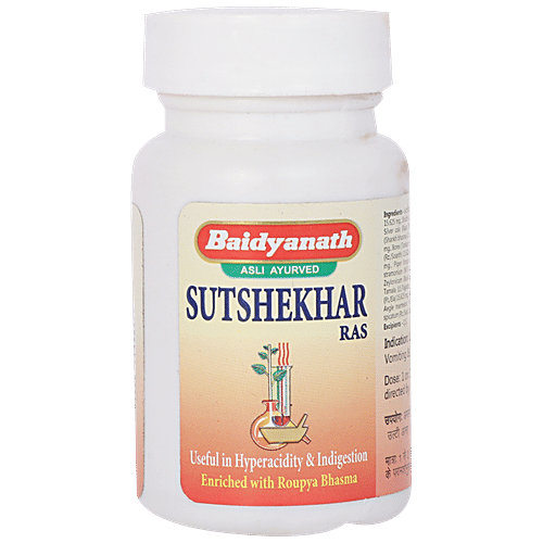 Baidyanath Sutshekhar Ras Tablet - Useful in Hyperacidity & Indigestion, 40 pcs  
