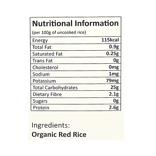 Essentia Organics Organic Red Rice - Vegan, Gluten Free & No Chemicals, 500 g  