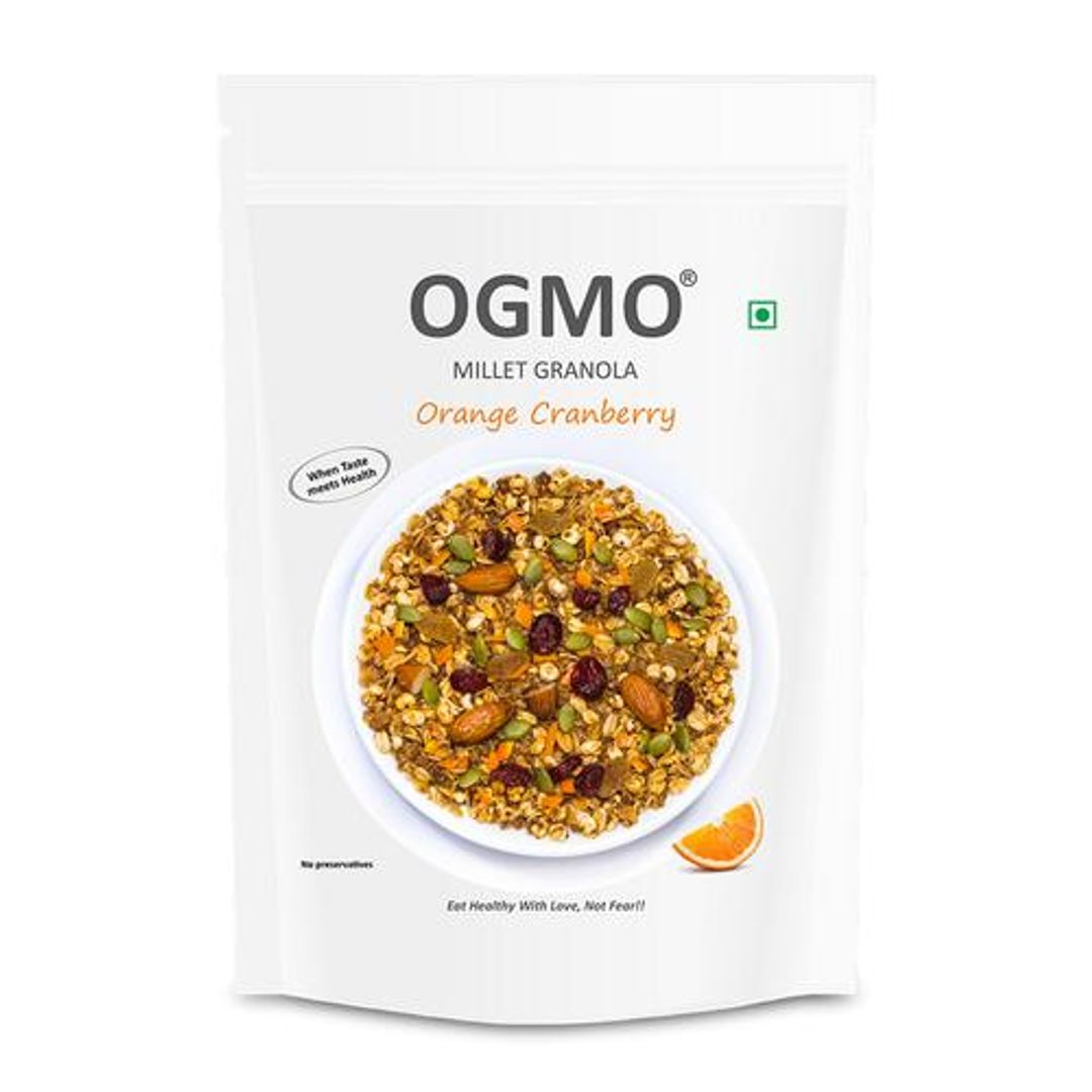 OGMO Millet Granola - Orange Cranberry, Rich In Wholegrain, Super Seeds & Indian Spices, 200 g 