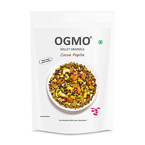 OGMO Millet Granola - Cocoa Pepita, Rich In Wholegrain, Super Seeds & Indian Spices, 200 g  