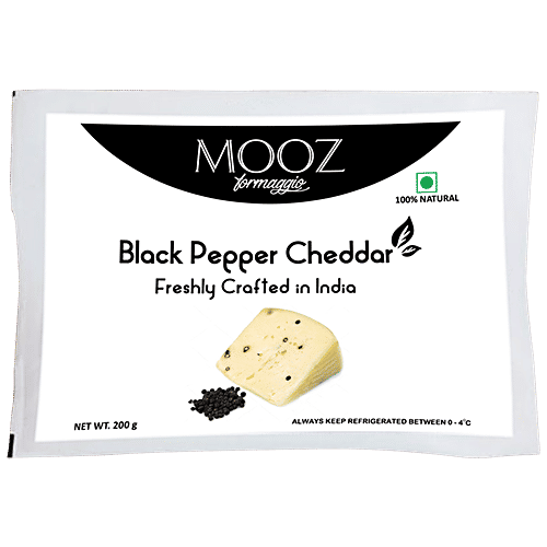 Mooz Shredded Black Pepper Cheddar Cheese, 150 g  Rich Flavour
 Shredded Texture
 Versatile Usage