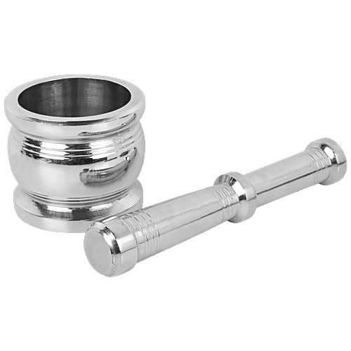 Elephant  Khalbatta/Mortar & Pestle Set/Okhli Musal - Steel, 17 cm, 1 pc  