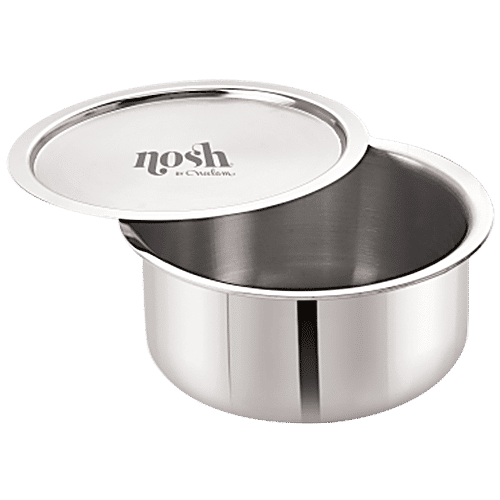 Nosh by Neelam Steel Tri-Ply Tope/Patila With Lid - Induction Base, 17 cm, 1.1 L  
