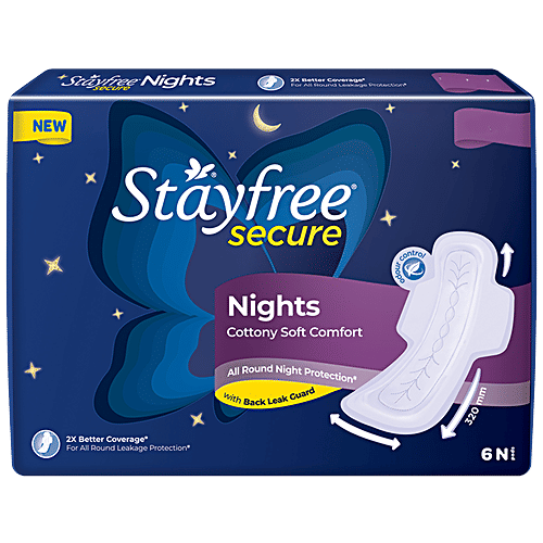 Buy STAYFREE Secure Nights Sanitary Pad Cottony Soft Comfort & Back