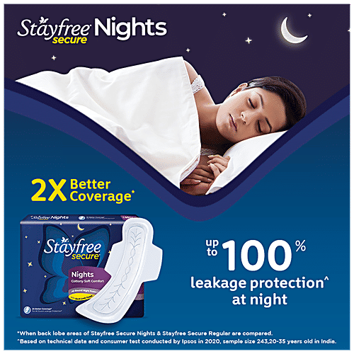 Buy STAYFREE Secure Nights Sanitary Pad Cottony Soft Comfort & Back