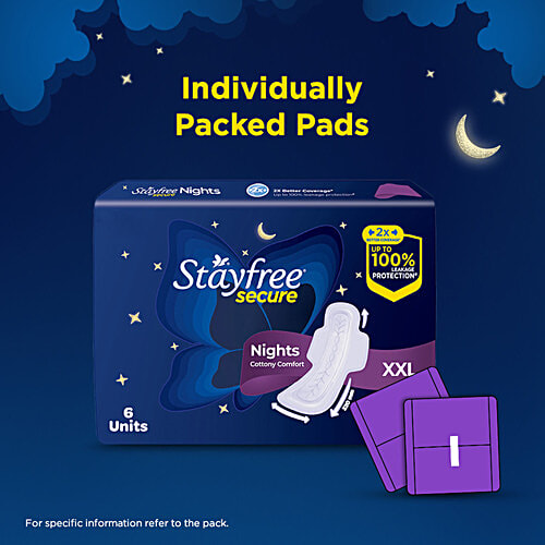 STAYFREE Secure Nights Sanitary Pads - XXL, 40 pcs  Cottony Comfort
