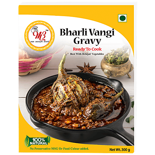 M3 Kitchen Ready To Cook - Bharli Vangi Gravy,100 % Natural With No Preservatives, 300 g (Buy 1 Get 1 Free) 