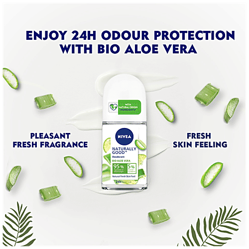 Nivea Naturally Good Deodorant Roll On - Bio Aloe Vera With Natural Fresh Skin Feel, 50 ml  