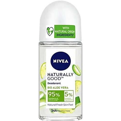 Nivea Naturally Good Deodorant Roll On - Bio Aloe Vera With Natural Fresh Skin Feel, 50 ml  