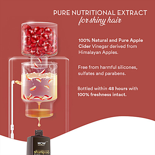Wow Skin Science Apple Cider Vinegar Shampoo - Gentle & Natural, Restores Shine, Smoothness, No Parabens, pH Balances, 1 L  