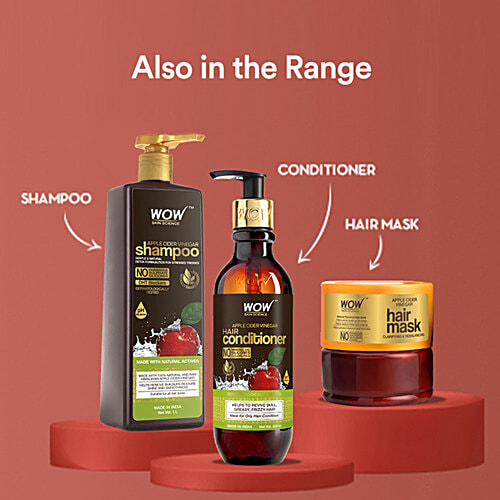 Wow Skin Science Apple Cider Vinegar Shampoo - Gentle & Natural, Restores Shine, Smoothness, No Parabens, pH Balances, 1 L  