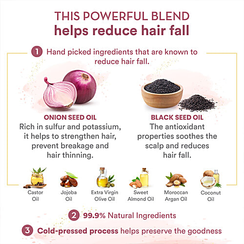 Wow Skin Science Onion Black Seed Hair Oil - For Silkier & Strong Hair, Non-Sticky, Non-Greasy, No Mineral Oil, No Silicones, 100 ml  