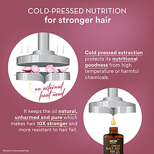 Wow Skin Science Onion Black Seed Hair Oil - For Silkier & Strong Hair, Non-Sticky, Non-Greasy, No Mineral Oil, No Silicones, 100 ml  