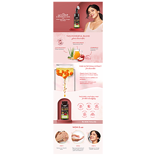 Wow Skin Science Apple Cider Vinegar Foaming Face Wash With Built-in Face Brush For Deep Cleansing, 150 ml