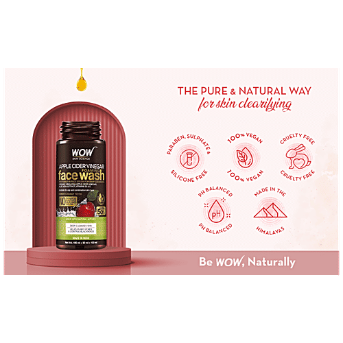 Wow Skin Science Apple Cider Vinegar Foaming Face Wash With Built-in Face Brush For Deep Cleansing, 150 ml