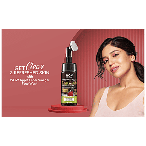 Wow Skin Science Apple Cider Vinegar Foaming Face Wash With Built-in Face Brush For Deep Cleansing, 150 ml