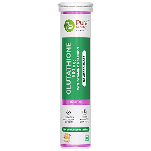 Pure Nutrition  Glutathione 500 mg tablets For Healthy Glowing Skin, 15 pcs  