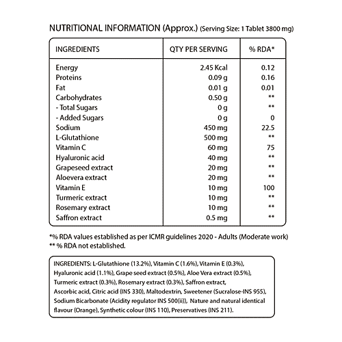 Pure Nutrition  Glutathione 500 mg tablets For Healthy Glowing Skin, 15 pcs  