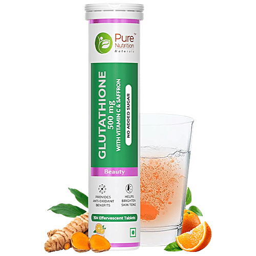 Pure Nutrition  Glutathione 500 mg tablets For Healthy Glowing Skin, 15 pcs  