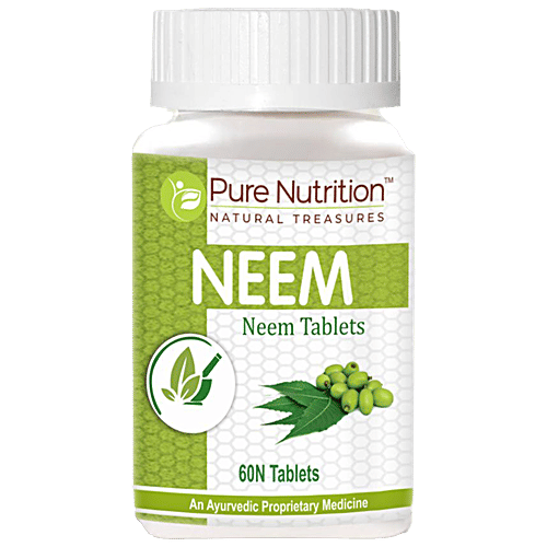 Pure Nutrition  Neem Tablets - For Antiseptic & Antibacterial Purposes, 60 pcs  