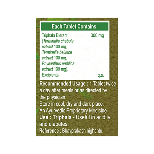 Pure Nutrition Triphala Tablet - With Haritaki, Bibhitaki & Amalaki, Helps Boost Immunity, 60 pcs