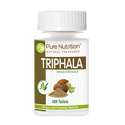 Pure Nutrition Triphala Tablet - With Haritaki, Bibhitaki & Amalaki, Helps Boost Immunity, 60 pcs
