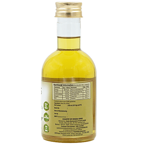 Pure Nutrition  Pure Nutrition Vitals Raw Cold Pressed Olive Oil For Hair & Skin health, Dressing & Sauteing, 250 ml  