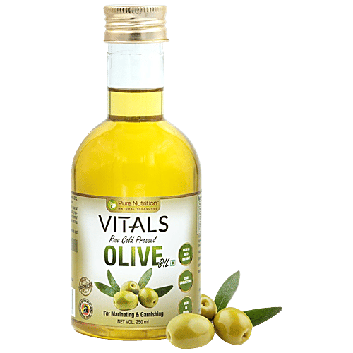 Pure Nutrition  Pure Nutrition Vitals Raw Cold Pressed Olive Oil For Hair & Skin health, Dressing & Sauteing, 250 ml  