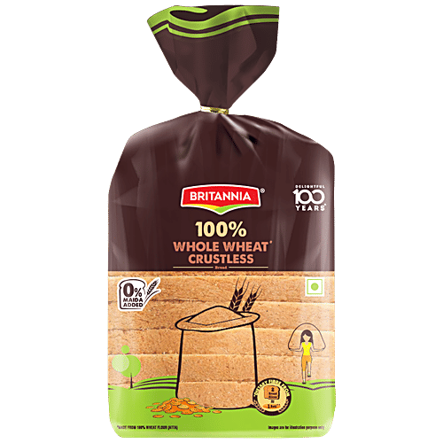 Buy Britannia Whole Wheat Bread 100 Crustless, Rich In Dietary Fibre Online at Best Price of