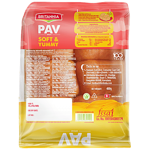 Buy Britannia Pav Bread Rich In Carbohydrate & Protein Online at Best