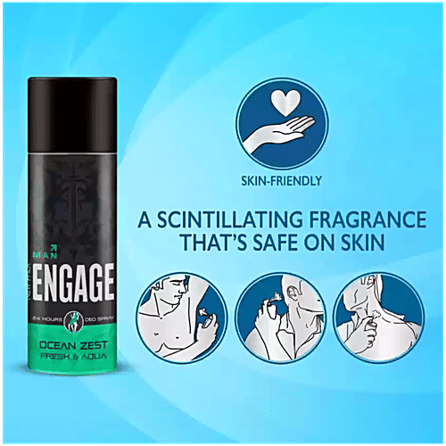Engage Ocean Zest Bodylicious Deo Spray - For Men, 150 ml  Citrus & Aquatic, Skin Friendly