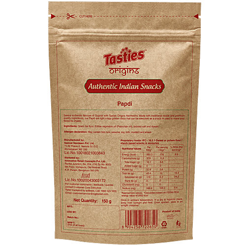 Tasties Origins Gujarati Besan Papdi, 150 g Namkeen 