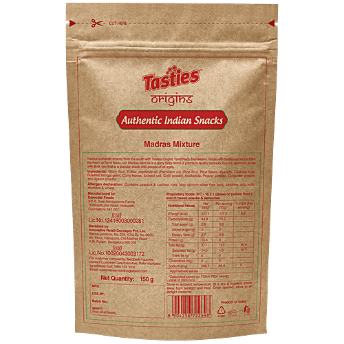 Tasties Origins Tamil Nadu Madras Mixture, 150 g Namkeen