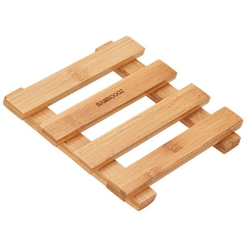 Bamboooz Trivet/Table Coaster/Pot Holder - Bamboo Wood, Square, 15 cm x15 cm, 1 pc  