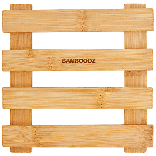 Bamboooz Trivet/Table Coaster/Pot Holder - Bamboo Wood, Square, 15 cm x15 cm, 1 pc  