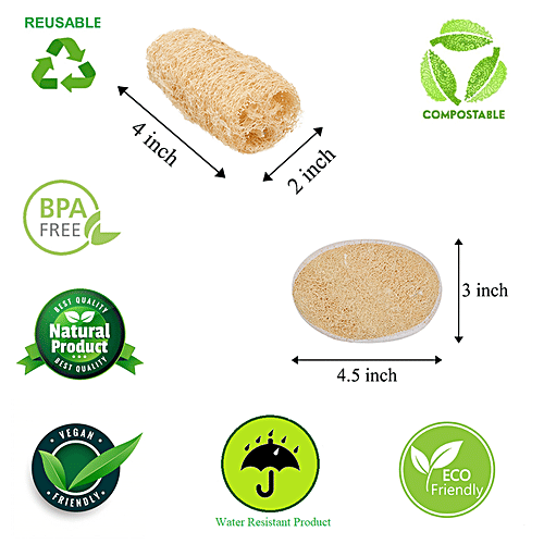 Bamboooz Shower Loofah/Bath Sponge/Natural Scrubber, 2 pcs  