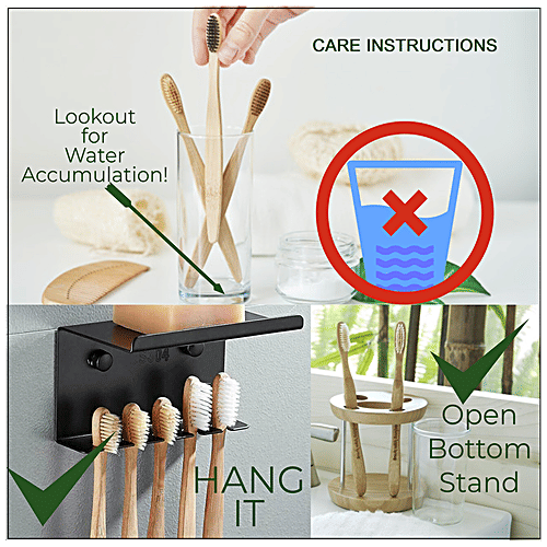 Bamboooz Bamboo Toothbrush With Activated Charcoal Bristles - Curved Grip, 7.5 cm, Gold, 1 pc