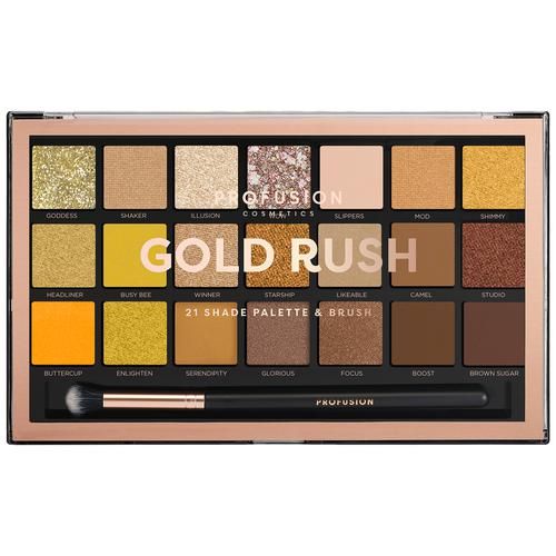 Profusion Cosmetics Eyeshadow Palette - Gold Rush, 33.6 g 21 Shades 