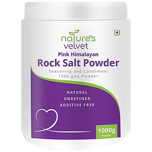 Natures Velvet Pink Himalayan Rock Salt Powder - Seasoning & Condiment, Natural, 1 kg  