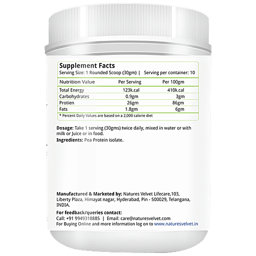 Natures Velvet Plant Protein Supplement - Vegan, Rich in BCAAs, 300 g  