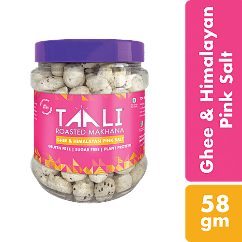 Taali Roasted Makhana - Rich In Plant Protein, Ghee & Himalayan Pink Salt Flavour, 58 g Jar 
